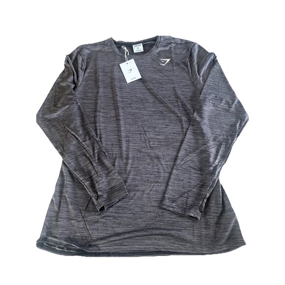 Gymshark Men’s Arrival Marl Long Sleeve T-Shirt Black Silhouette Grey Marl XXL - Picture 7 of 7
